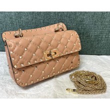 Valentino Garavani Rockstud spike sheepskin small shoulder bag nude pink 2024