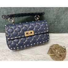 Valentino Garavani Rockstud spike sheepskin small shoulder bag blue 2024