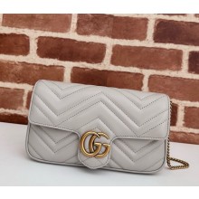 Gucci GG Marmont mini bag 751526 Ligh grey matelassé chevron leather 2024