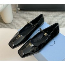 Prada Women's black Patent Leather Mary Jane ballerina shoes 1206-2024