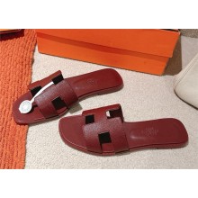 Hermes Oran flat Sandals in epsom leather rouge H 2025