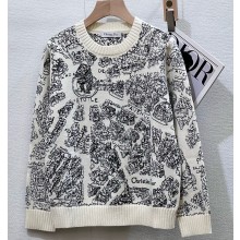 Dior Embroidered Sweater White and Black Cashmere Knit  1101-2024