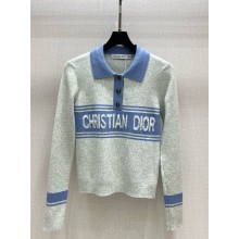 Dior Nylon and wool Collar Sweater white/blue 1101-2024