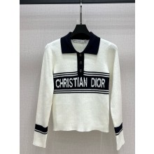 Dior Nylon and wool Collar Sweater white/black 1101-2024