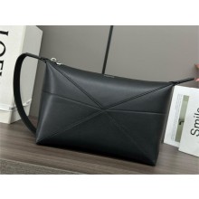 Loewe Puzzle Fold wash bag in shiny calfskin black 2024