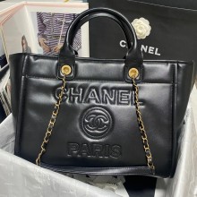 Chanel Small Deauville Bag in Calfskin black AS3257 2023