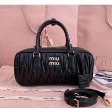 MIU MIU Arcadie matelassé nappa leather bag 5BB148 black 2024