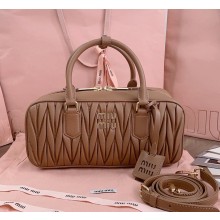 MIU MIU Arcadie matelassé nappa leather bag 5BB148 Caramel 2024