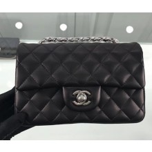 Chanel Lambskin Quilted Leather Classic Flap Bag A1116 Black/Silver