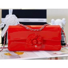 Chanel Plexi Clutch with Chain and Camellia red 2023
