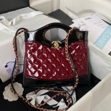 chanel mini 31 bag in patent leather AS4133 BURGUNDY/BLACK 2023