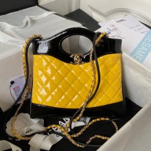 chanel mini 31 bag in patent leather AS4133 YELLOW/BLACK 2023