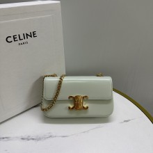 celine Shoulder Bag Triomphe in shiny calfskin jade 2023