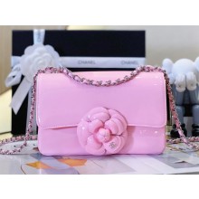 Chanel Plexi Mini Flap bag with Camellia pink 2023