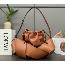 Loewe interlaced hobo bag in calfskin tan 2024