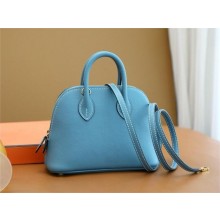 HERMES MINI BOLIDE BAG IN evercolor LEATHER new bleu jeans WITH GOLD HARDWARE(ORIGINAL QUALITY+HANDMADE)