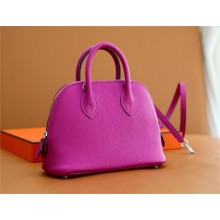 HERMES MINI BOLIDE BAG IN MYSORE LEATHER ROSE POURPRE WITH SILVER HARDWARE(ORIGINAL QUALITY+HANDMADE)