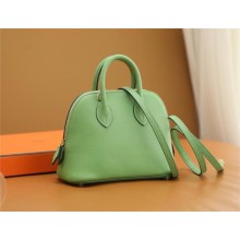 HERMES MINI BOLIDE BAG IN evercolor LEATHER vert criquet WITH GOLD HARDWARE(ORIGINAL QUALITY+HANDMADE)