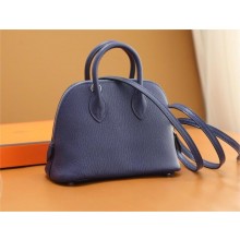 HERMES MINI BOLIDE BAG IN MYSORE LEATHER BLEU ENCRE WITH SILVER HARDWARE(ORIGINAL QUALITY+HANDMADE)