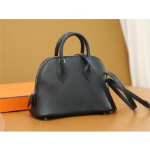 HERMES MINI BOLIDE BAG IN MYSORE LEATHER NOIR WITH SILVER HARDWARE(ORIGINAL QUALITY+HANDMADE)