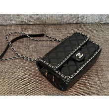 Chanel Crumpled Calfskin Medium Chain All Over Flap Black