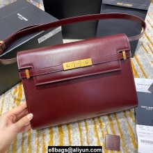 saint laurent manhattam calfskin shoulder bag 579271 burgundy (original quality)