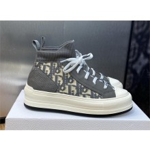 Dior gray Oblique Technical Mesh and Calfskin Walk'n'Dior platform Sneaker 2023