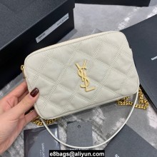 saint laurent becky clutch bag in lambskin 608941 white (original quality)