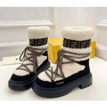 FENDI 50mm Après Chic ski boots sheepskin/calf leather white/black 1114-2024