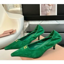 Miu Miu Velvet pumps green heel 5cm 1114-2024