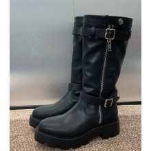Christian Dior D-Major Boot Black Calfskin heel 2.5cm 1114-2024