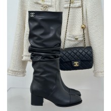 Chanel CC Logo High Boots Calfskin Black 1114-2024