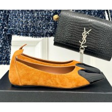 Alaia Le Cœur Heart Ballet Flats in Suede and Patent Leather Yellow 2024