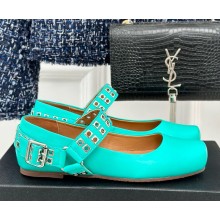 Alaia Ballet Flats with Eyelet Studs and Buckle Calfskin green 2024