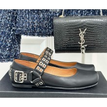 Alaia Ballet Flats with Eyelet Studs and Buckle Calfskin black 2024