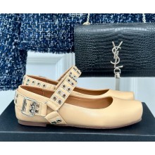 Alaia Ballet Flats with Eyelet Studs and Buckle Calfskin beige 2024