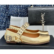 Alaia Ballet Flats with Eyelet Studs and Buckle Calfskin gold 2024