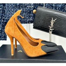 Alaia Le Cœur Heart heel 10.5cm in Suede and Patent Leather Yellow 2024
