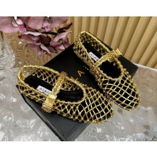 Alaia Ballerinas Flat in hollow weaving gold 2024 