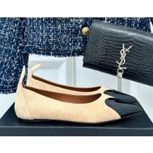 Alaia Le Cœur Heart Ballet Flats in Suede and Patent Leather beige 2024