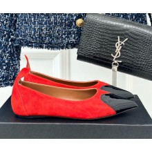 Alaia Le Cœur Heart Ballet Flats in Suede and Patent Leather red 2024