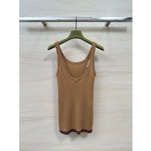 gucci Fine rib cashmere and silk tank top brown 2024
