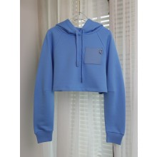 LOEWE Cropped hoodie in cotton blue 2023