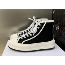 Dior Black Embroidered Cotton Walk'n'Dior High-Top Platform Sneaker 2023