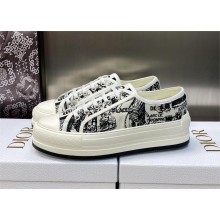 Dior White and Black Cotton Embroidered with Plan de Paris Motif  Walk'n'Dior Platform Sneaker 2023