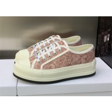 Dior Pink and Gray Embroidered Cotton with Toile de Jouy Sauvage Motif Walk'n'Dior Platform Sneaker 2023