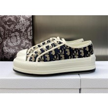 Dior deep blue Oblique Embroidered Cotton Walk'n'Dior Platform Sneaker 2023