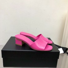 CHANEL HEEL 4.5CM PATENT CALFSKIN MULES pink 2022