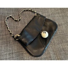Chanel Lambskin Coco Ball Fold Over Bag BLACK
