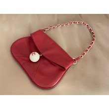 Chanel Lambskin Coco Ball Fold Over Bag RED